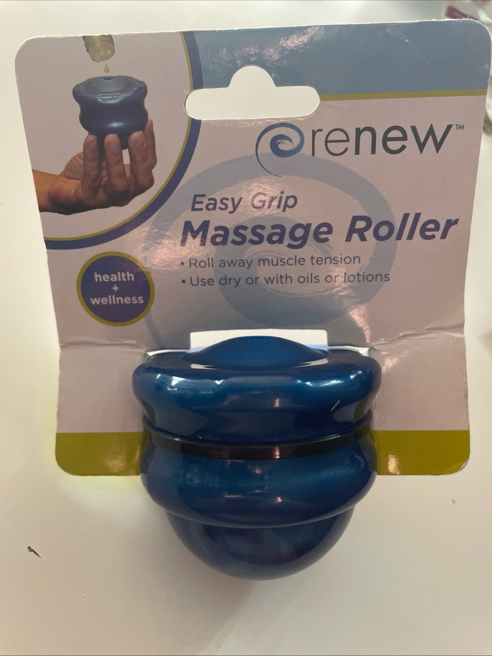 Brand New With Tag Handheld Easy Grip Renew Massage Roller Blue Dry Or With Oils